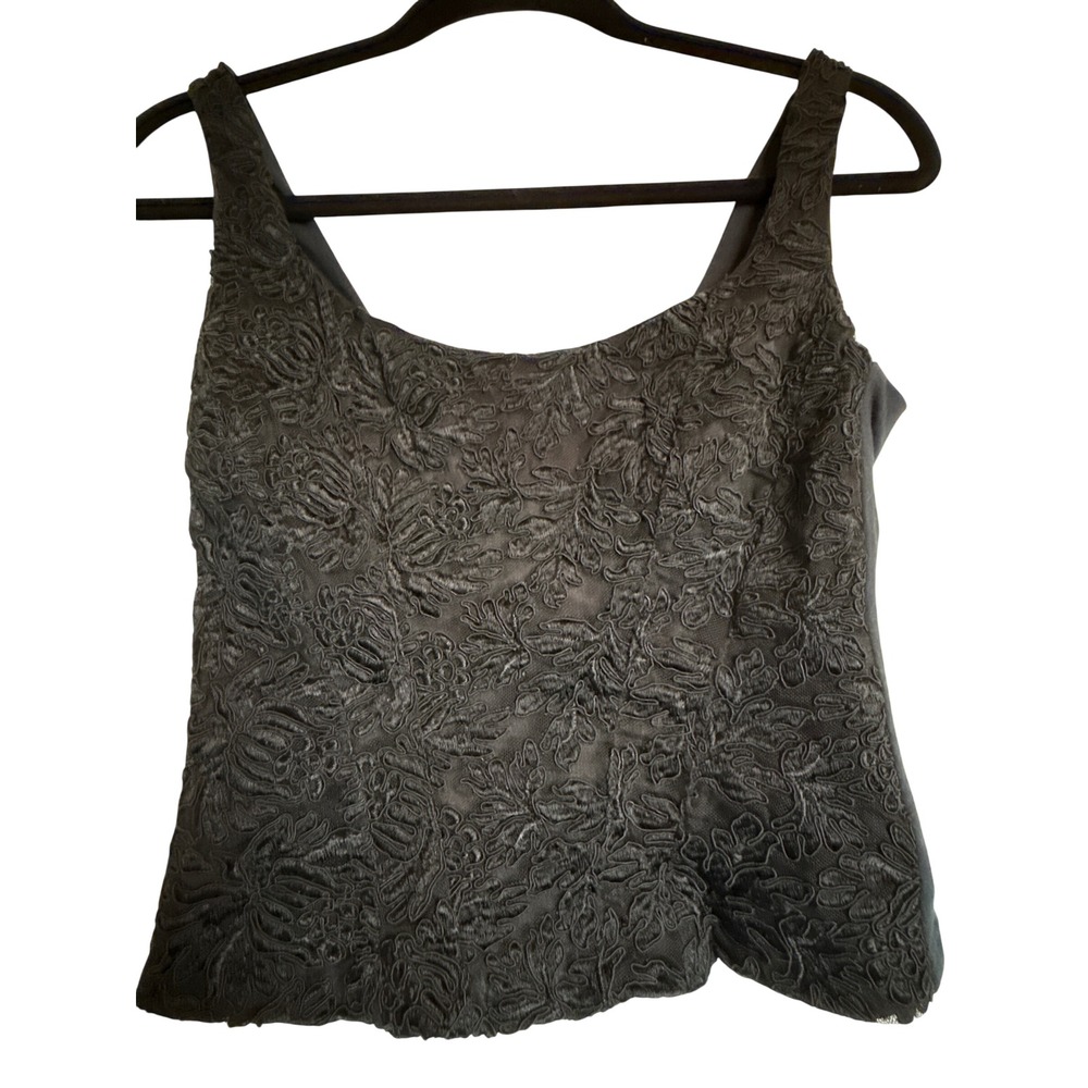 Dark‎ Feminine Whimsy Goth Glam Rock Black Lace Corset Tank Top  Size M